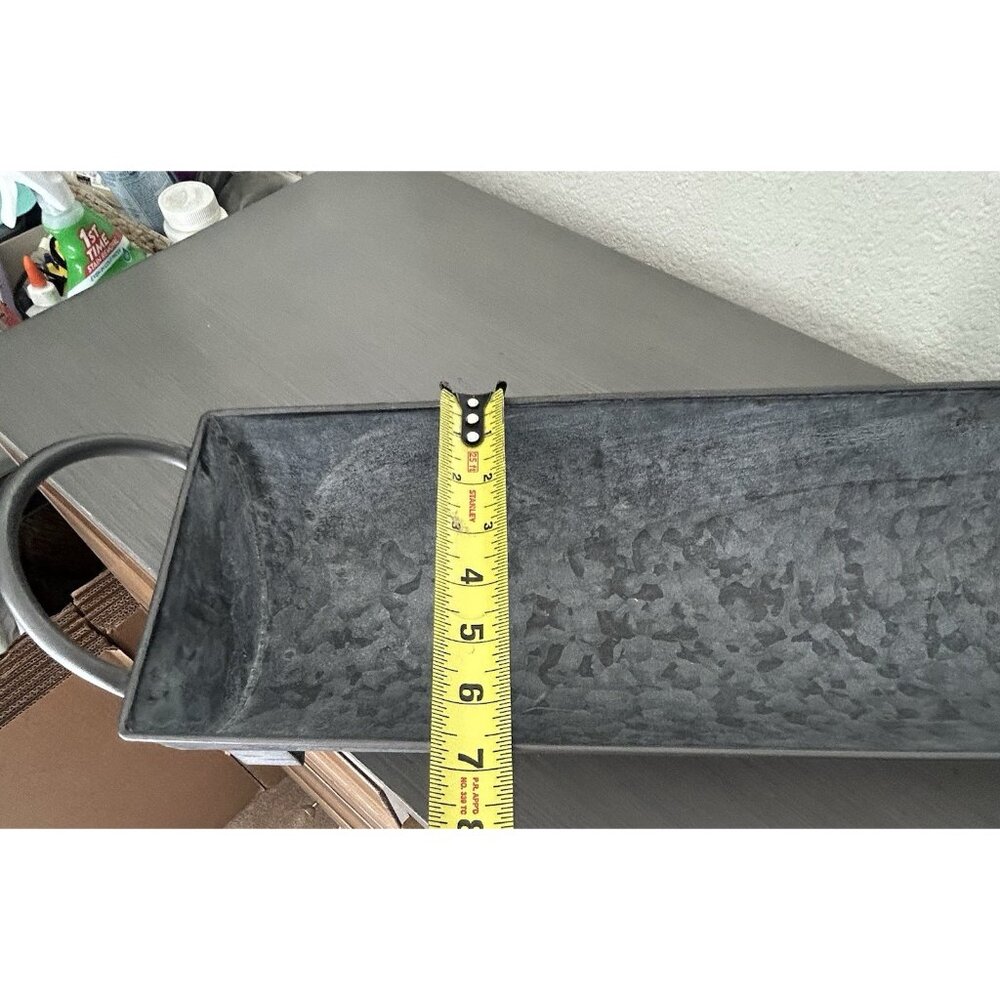 Galvanized 27" Metal Trough Planter Farmhouse Rustic Tabletop Decor Ranch Farm - Picture 12 of 12